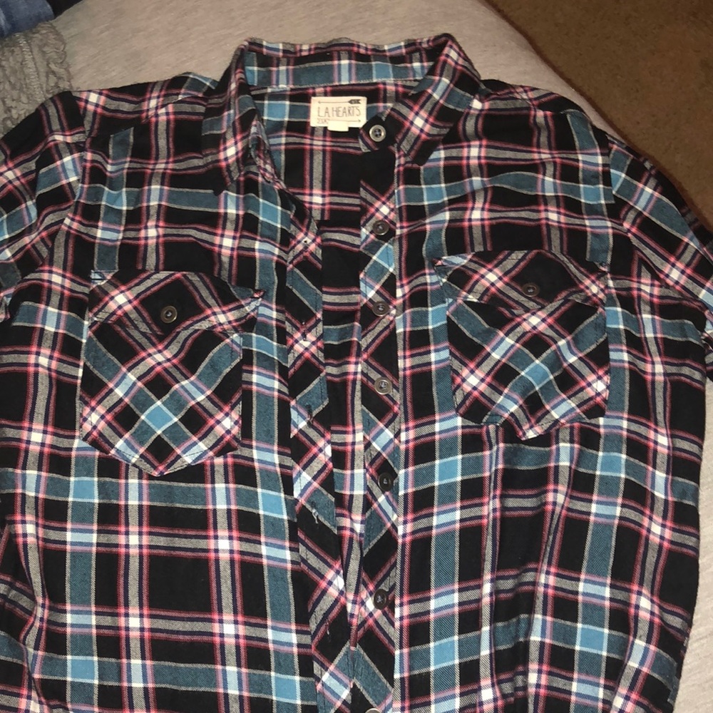 Blue, black and pink flannel from PacSun